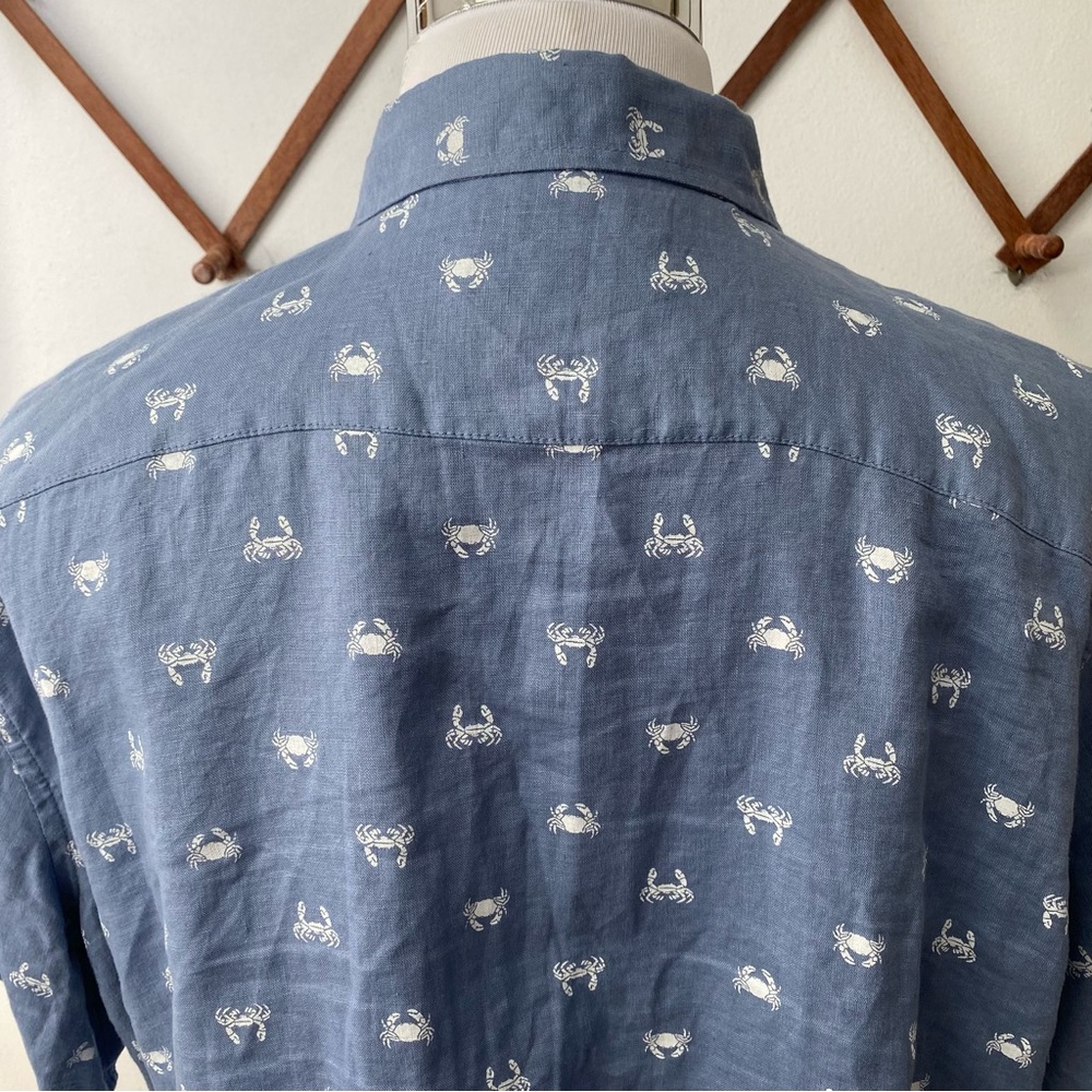 Saks Fifth Avenue Linen Crab Print Button Up Shirt - Picture 11 of 13